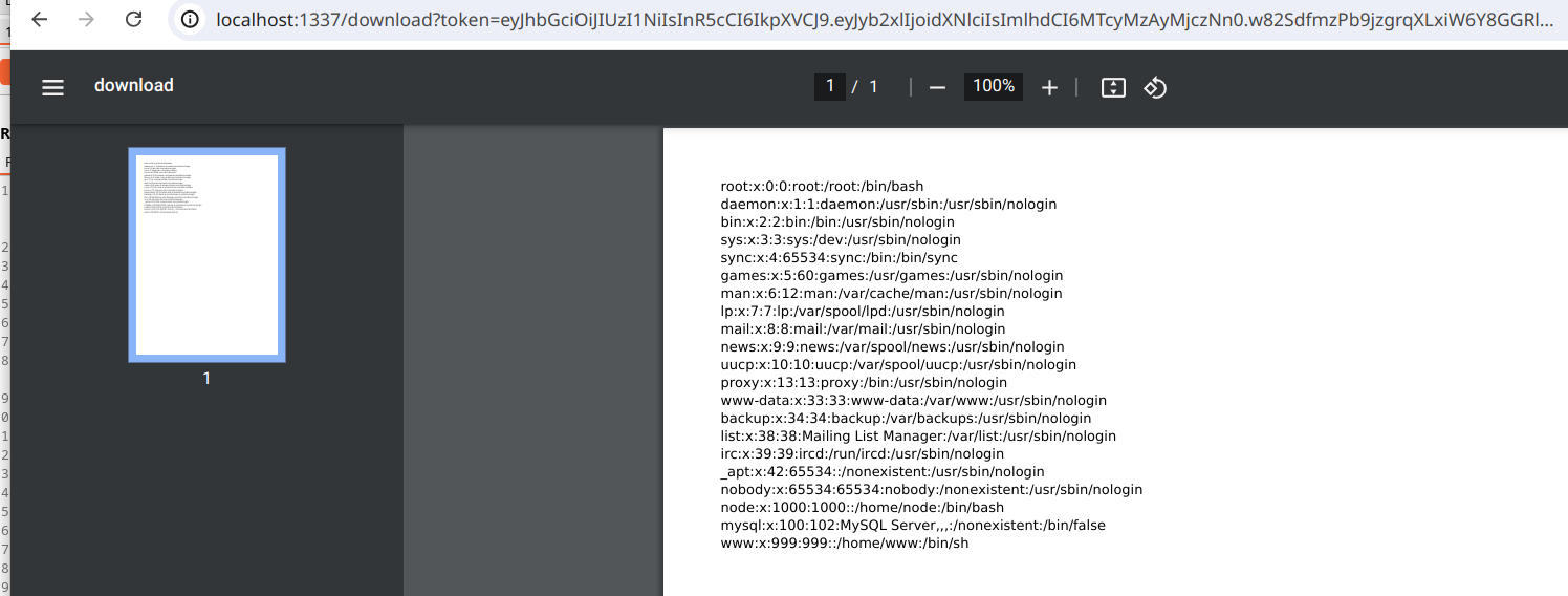 Leyendo el /etc/passwd con el generador de PDF
