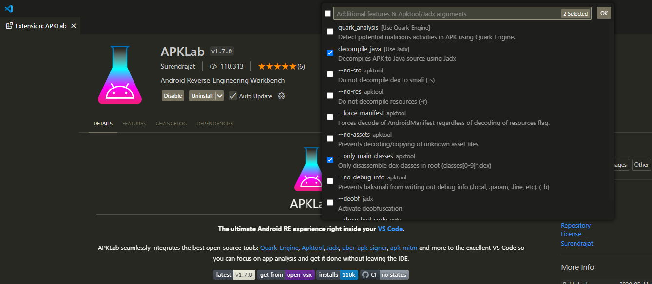 APK Lab Visual Studio Extension