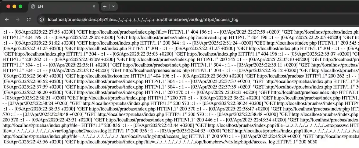Accessing Apache access logs via LFI